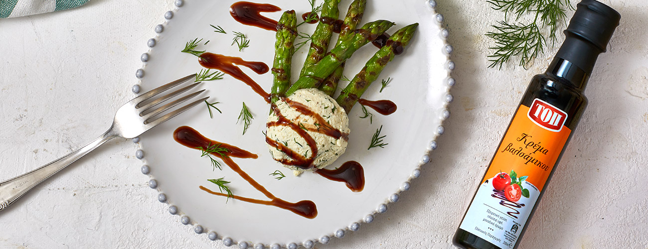 GRILLED ASPARAGUS WITH ANTHOTYRO CHEESE
